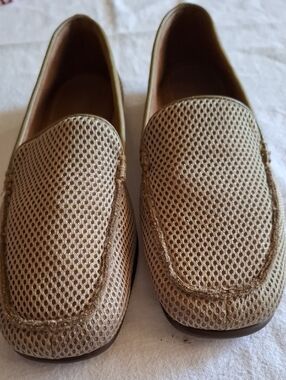 AEROSOLES Metallic Beige Mesh Slip-On Loafers